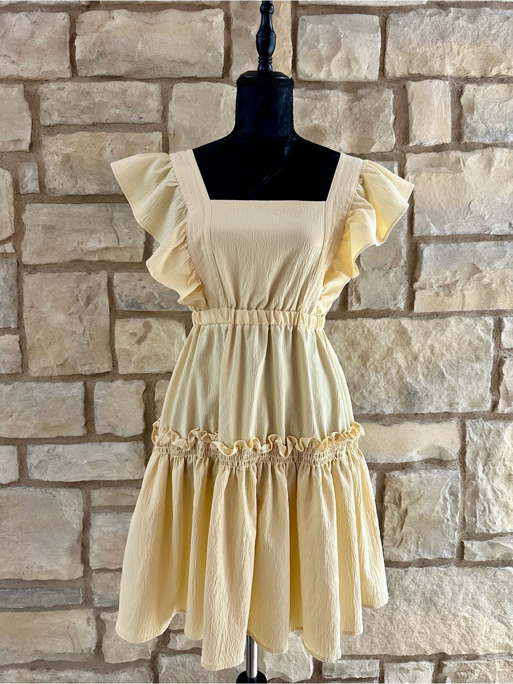 Light Yellow Ruffle-Sleeve Sundress - Picture 1 of 2